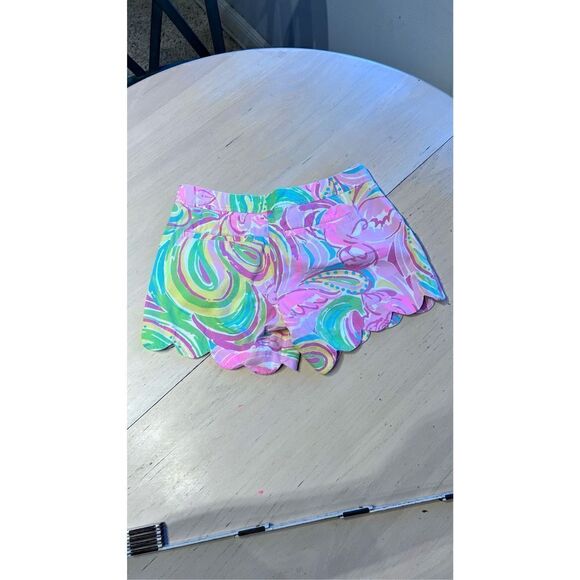 LILLY PULITZER BUTTERCUP SCALLOP TRIM FLAMINGO PAISLEY WOMENS SZ 0 - Picture 5 of 8